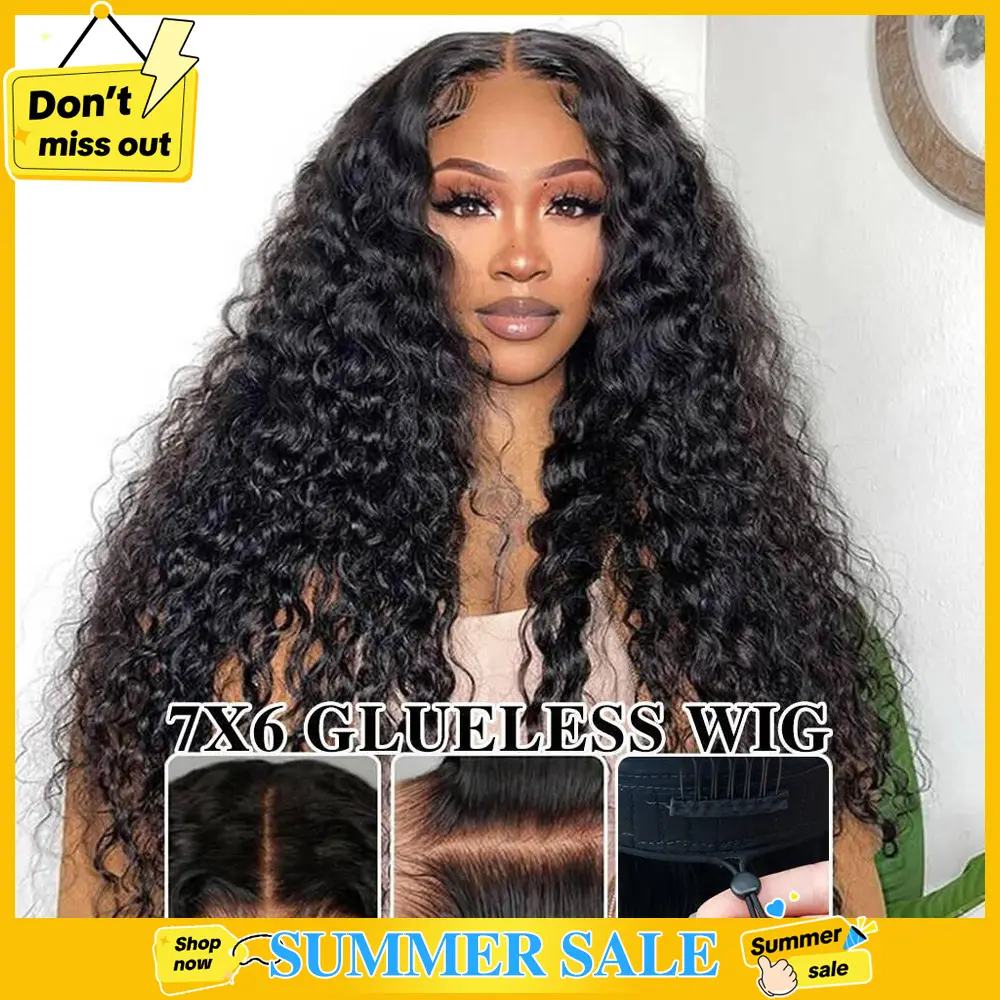 STERLY 200% Density Glueless Wigs 13x6 Full Lace Frontal Deep Wave Wig Human Hair Wig Pre Plucked Pre Cut Water Wave Wig Ready to Wear Glueless Curly Wig Beginner Friendly Full Lace Frontal Wig #tiktokshopsummersale