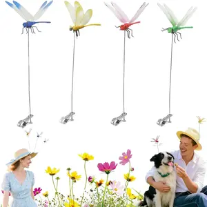 4 Pack 3D Realistic Dragonfly Clips Waterproof Mosquito Repellent Hat Clips Garden Decor Outdoor Patio Accessories