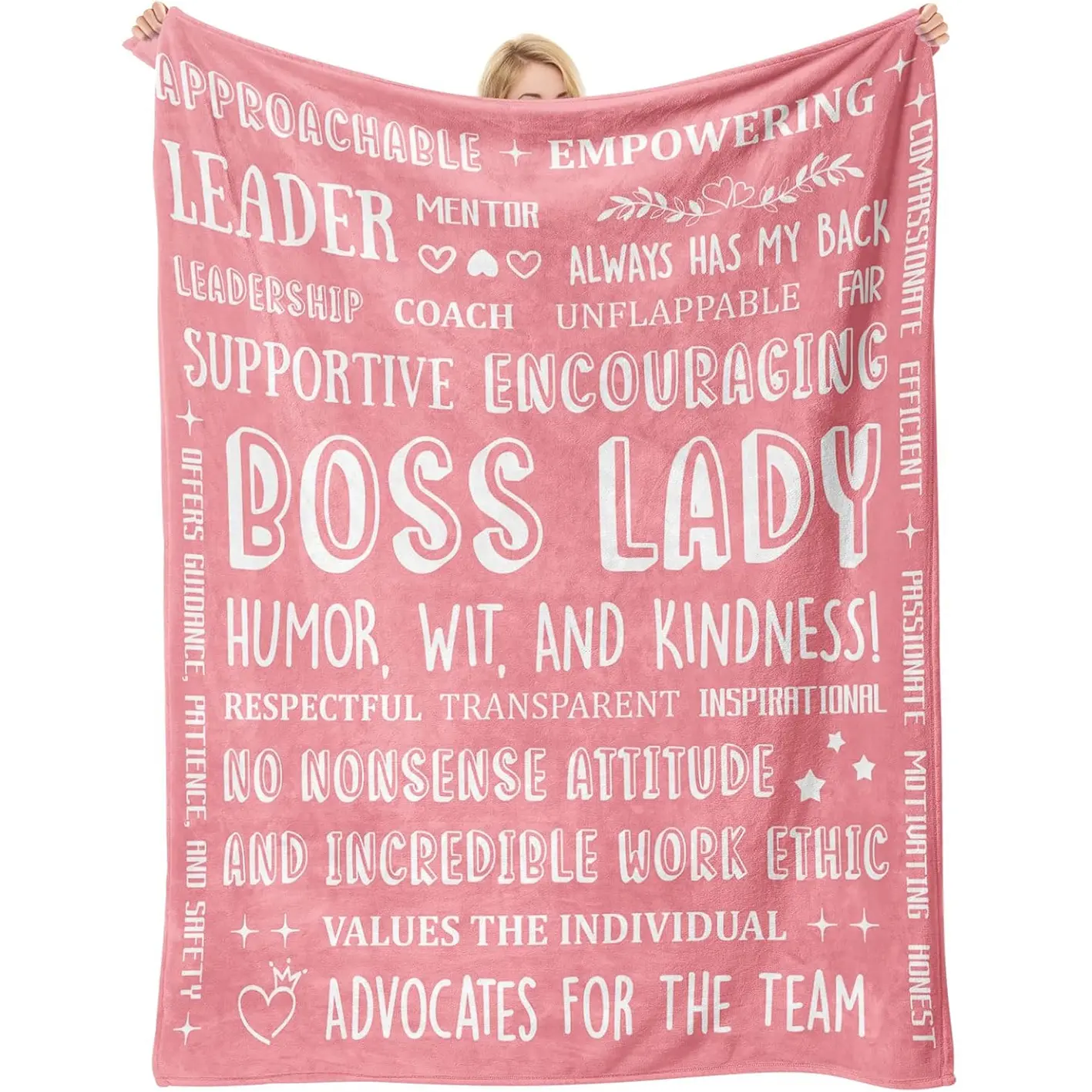 1pc Gifts for the boss, gifts to thank the female boss, birthday gifts for the female boss, gifts for Boss's Day, Christmas gifts, promotion gifts, a pink flannel Letter Print Blanket for the female boss