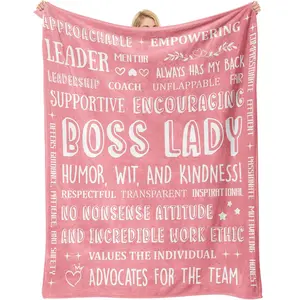 1pc Gifts for the boss, gifts to thank the female boss, birthday gifts for the female boss, gifts for Boss's Day, Christmas gifts, promotion gifts, a pink flannel Letter Print Blanket for the female boss