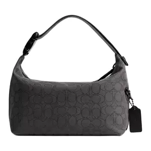 COACH Signature Jacquard and Calfskin Travel Kit 25 Handbag for Women with Matching Hardware