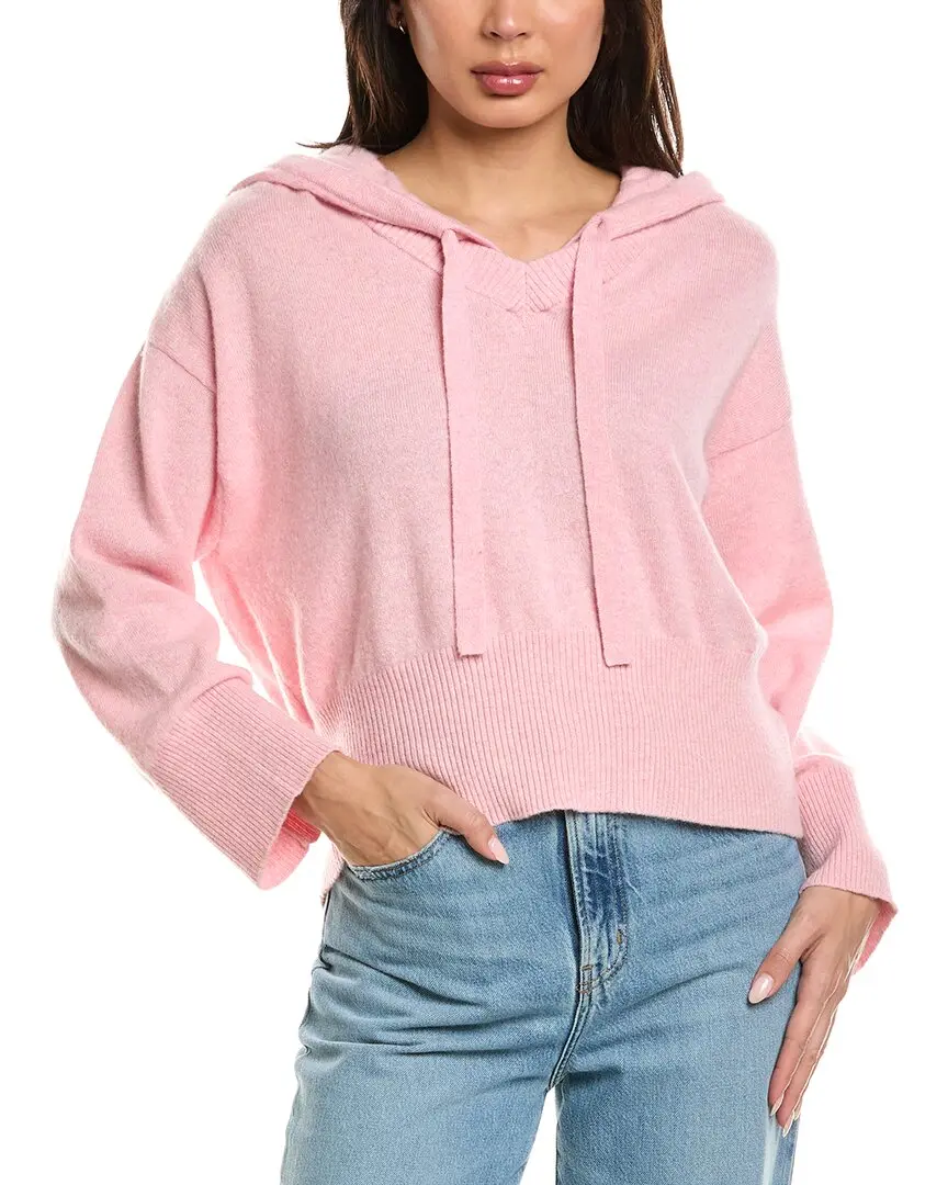 Brodie Cashmere Cool Girl Detachable Hood V-Neck Cashmere Sweater