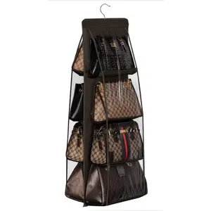 1pc Handbag Hanging Organizer, 8 Pockets Wallet Storage Rack, Pouch Holder, Oxford Cloth Material, Suitable for Home Closet Bedroom, Foldable Universal Fit