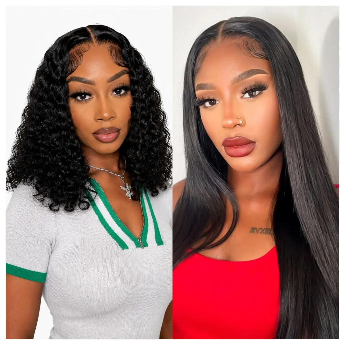【Live Combo 】2 Wigs | Straight Lace Front Wigs Human Hair Pre Plucked for Black Women 13x4 Lace Frontal Wigs 16" & 24" Human Hair 180 Density