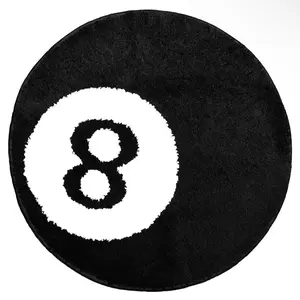 8 Ball Rug - 24 inch White & Black Hypebeast Rug - Cool Rugs and Aesthetic Rugs for Bedroom & Living Room - Y2K Rug for Y2K Room Decor