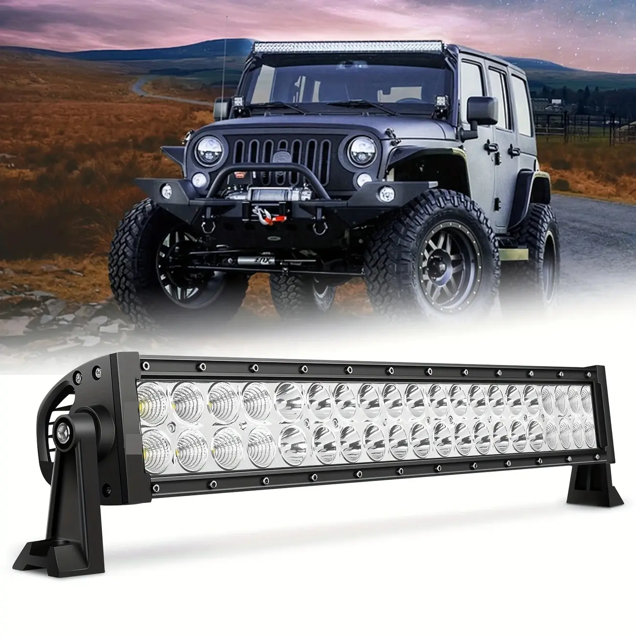 22 inch LED Light Bar for Trucks - 60W Dual Row 30° Spot-Cut-Flood Combo 9D 2400lm Pure White Auxiliary LED Work Light, Aluminum Alloy 4WD Offroad Driving Upgrade Accessory