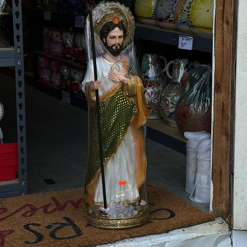 26" Inch Saint St. Jude Figure Statue Imagen San Judas Tadeo Estatua New Money God Decor Religious Ornaments Resin Crafted High-Quality Artwork for Spiritual Comfort and Home Decor