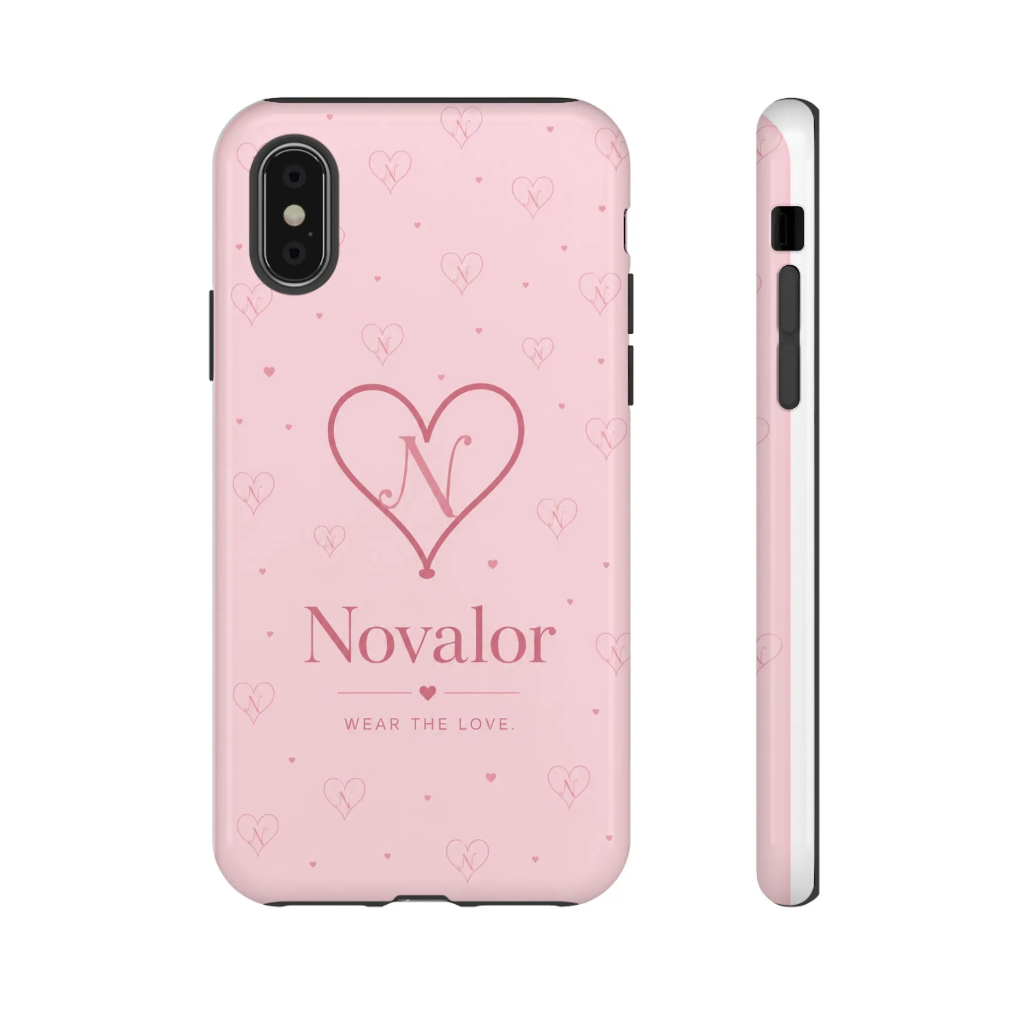 Novalor Heart Logo Tough Phone Case — Pink Protective iPhone Cover, "Wear The Love"