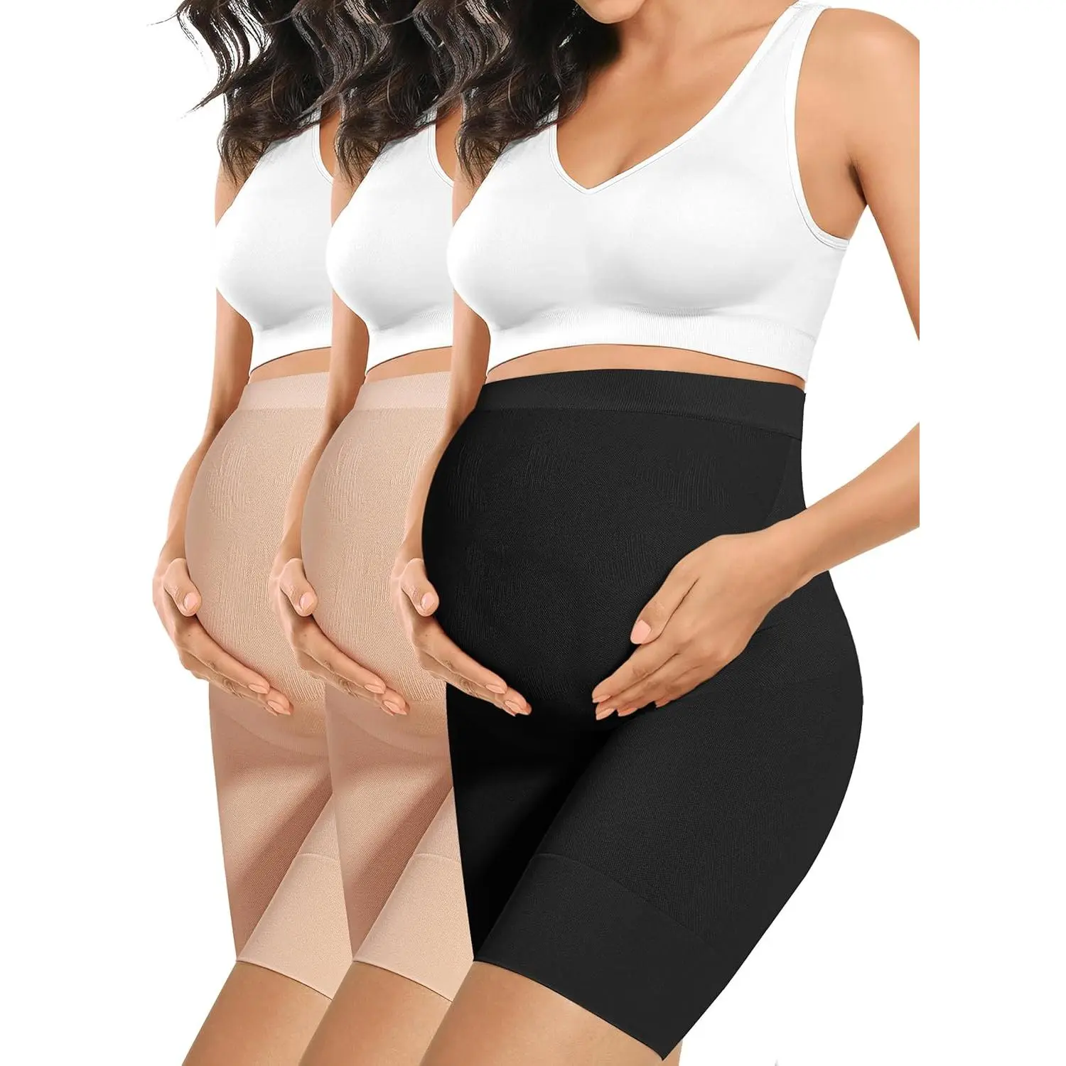 Premium Maternity Shapewear, High Waisted Mid-Thigh Pregnancy Underwear Prevent Chaffing Soft Adominal Support