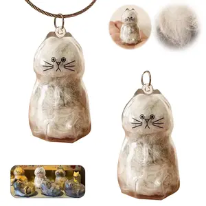 Standing Cat Hair Keepsake Keychain – Transparent Memorial Bottle for Pet Hair or Ashes | Cat Loss Grief Healing Gift, Perfect for Carrying a Piece of Your Furry Friend Everywhere