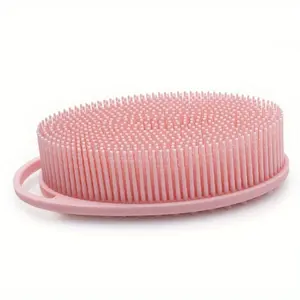 Loofah Exfoliating Body Scrubber 2 in 1 Face and Body Silicone Scrubber - Silicone Shower Brush Bath Sponge Loofah