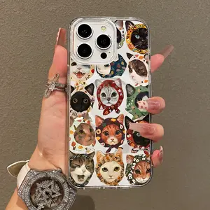 Soft Girl Magnetic Case for iPhone11/12/13/14/15/16/17/promax, Floral Cat Badge Collage Lightweight, Drop-Proof, MagSafe Compatible | Perfect for Teen Girls