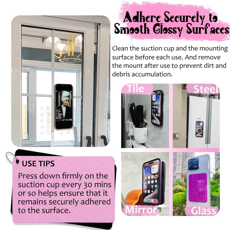 Sucky Silicone Suction Phone Case Adhesive Mount - Anti-Slip Holder, Hands-Free Fidget Toy, Phone Accessory for iPhone and Android (Deep Black)