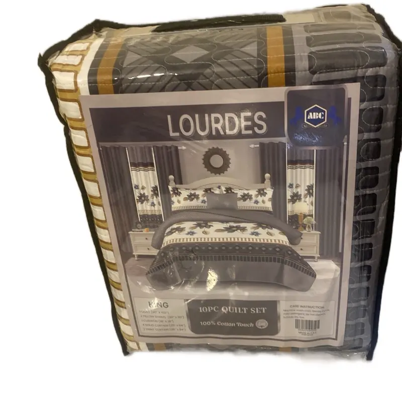 Lourdes 10 pc Quilt Set King Size 100% Cotton Touch ABC Brand Comfortable Bedding