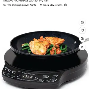 NuWave Pro Plus Induction Cooktop 600W/900W/1500W Ceramic Glass w/ Fry Pan
