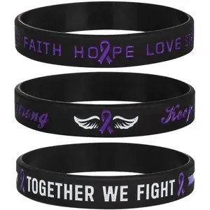 Awareness Ribbon  Bracelets with Saying - Mental  Awareness Bracelet -  Cancer & Cause Ribbon Wristbands Gifts for Men Women, Patients, Family