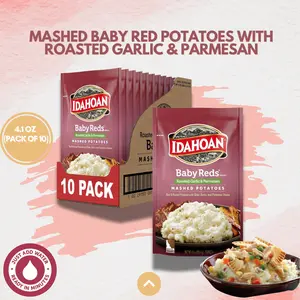 Instant Mashed Potatoes Mix, Roasted Garlic and Parmesan Style, Easy Prep Side Dish, Real Potato Flakes, 4.1 oz, 10 Pack