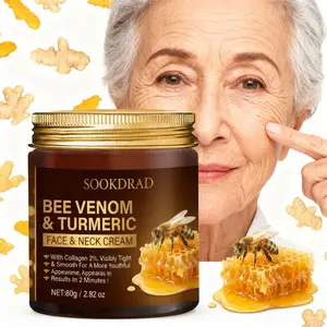 Bee Venom Turmeric Face Neck Cream, 2% Collagen, Firming Smooth, Youthful Glow, Unisex, 80g, All Skin Types, Daily Skincare