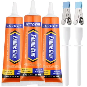 3Pcs 60 ML Permanent Washable Clear Super Fabric Glue for Rhinestones Patches Clothes Denim Leather Polyester Fabrics Doll Repair Flannel Cotton