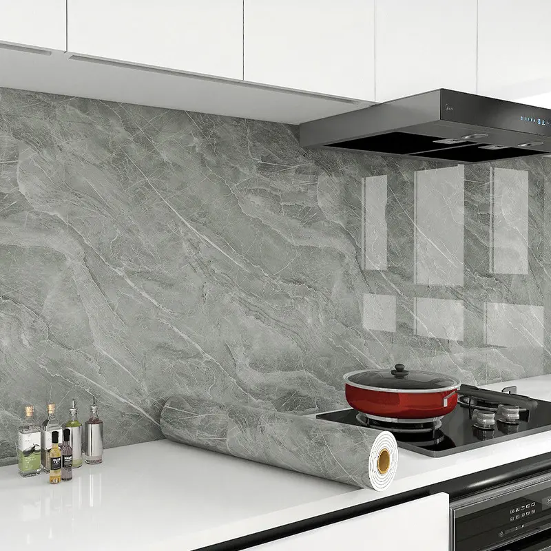 Marble Pattern Wallpaper Roll, 15.75in*118.11in, Thickened Self Adhesive, Waterproof Bathroom Kitchen Panels, Easy to Clean, Easy to Stick and Remove, Bathroom Wallpaper Peel And Stick