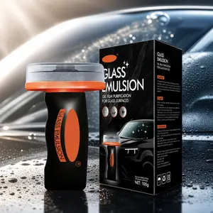 Roll-On Car Glass Oil Film Remover with Brush, Anti-Fog Glass Emulsion Cleaner, Reduce Glare Improve Driving Visibility