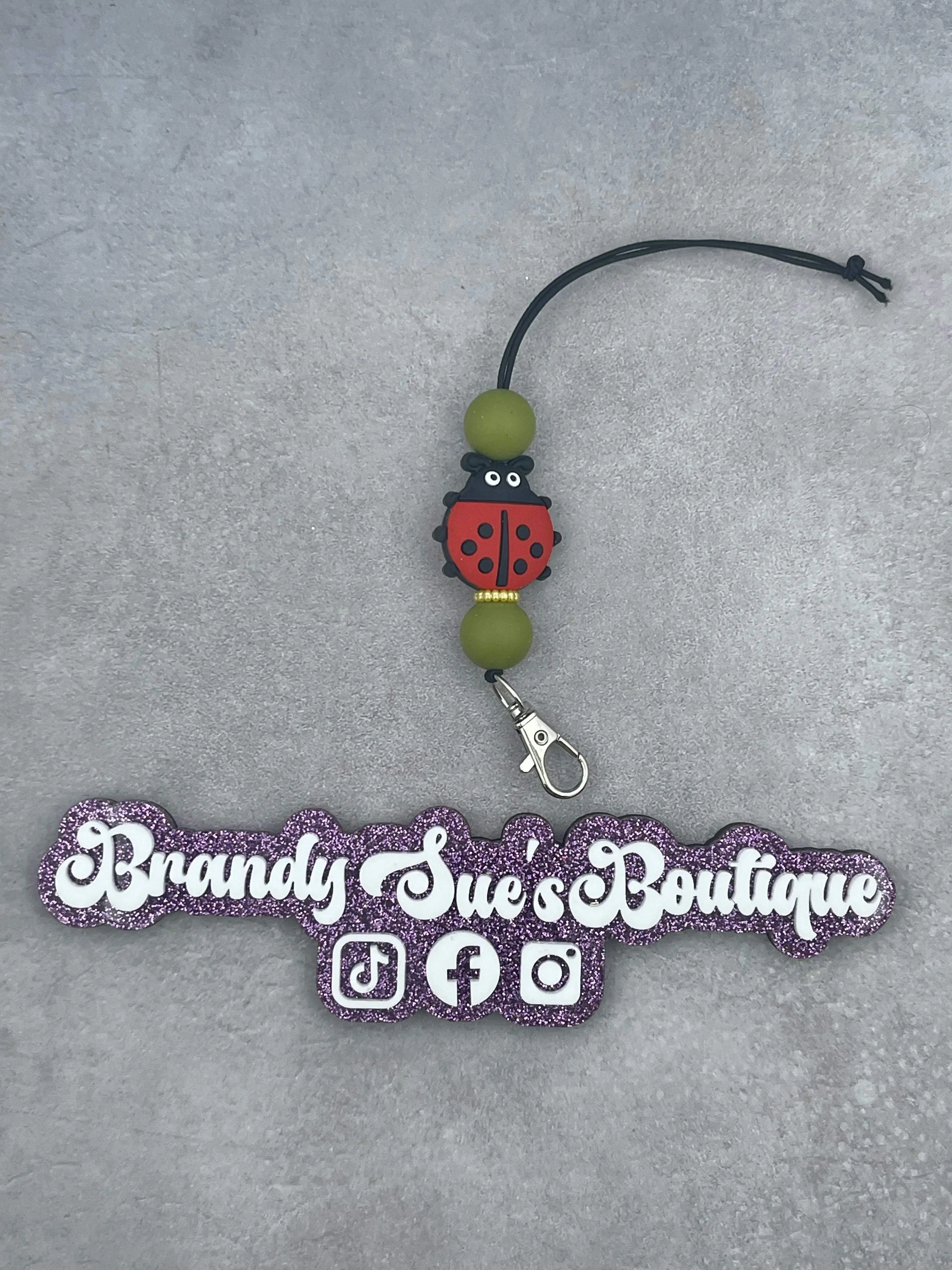 Ladybug Beaded Car Charm / Freshie Hanger