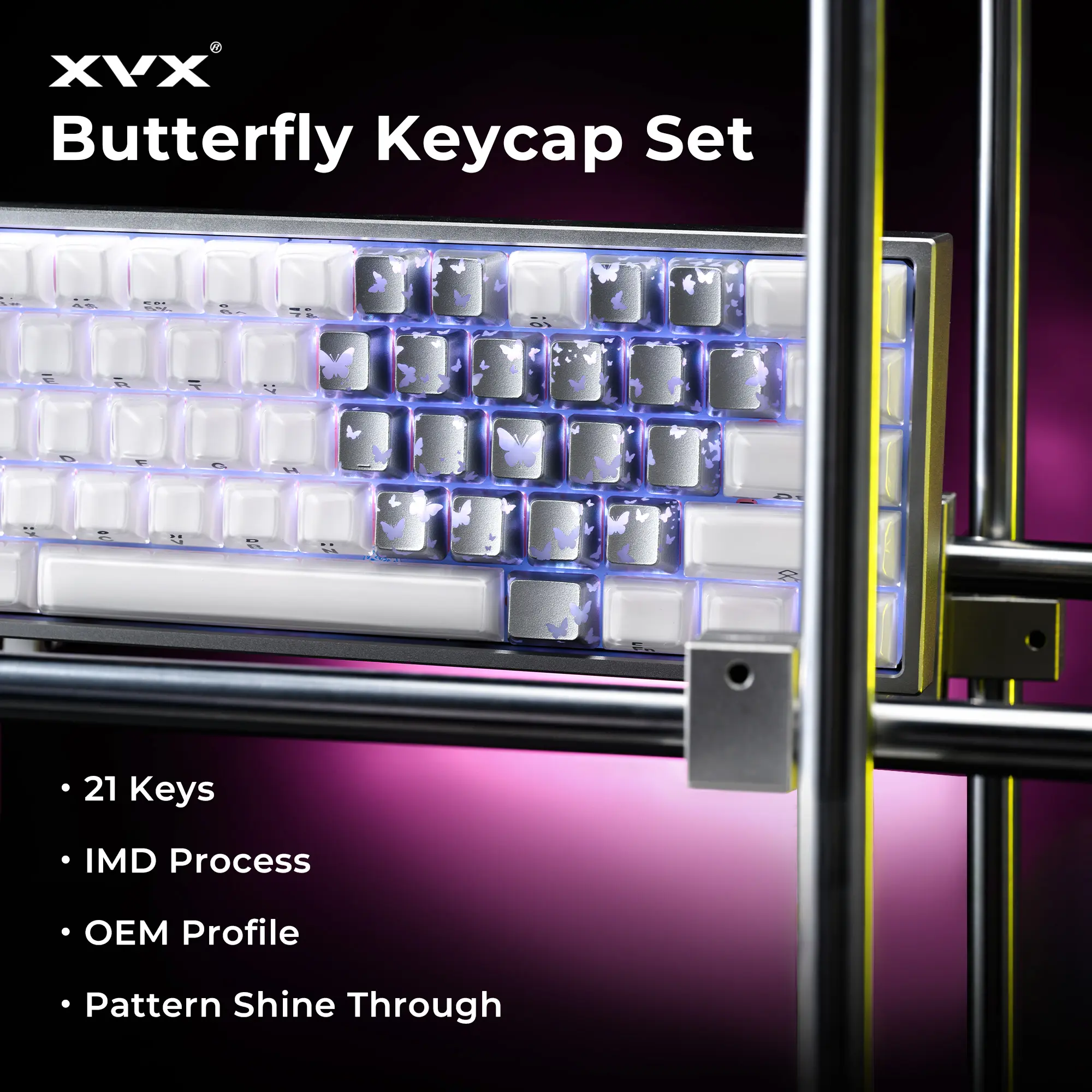 XVX FlutterBloom OEM Profile IMD-Tech  diy Keycaps 21-Key Keycap Set for Mx Switches（only keycap, not include a keyboard）