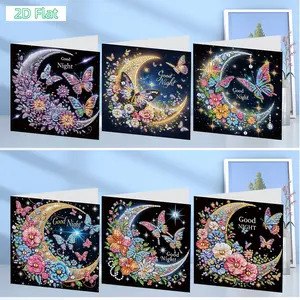 2D FLAT6PCS DIY Diamond Painting Greeting Card Set Rhinestone Diamond Art Mosaic Postcards Diamond Art Greeting Cards for Birthdays ThDIY Diamond Painting Kit for Adults & Beginners, No Skills Needed. Sparkling Art to Brighten Rooms & Perfect Festive Gift