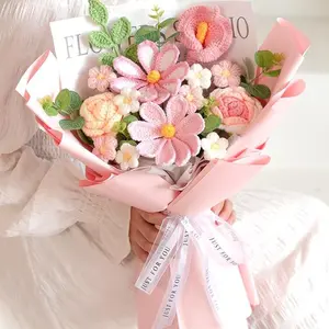 Handmade Crochet Flower Bouquet, No-Wilt Forever Flowers, Perfect Mother's Day & Graduation Gift for Mom, Her, Home Office Decor