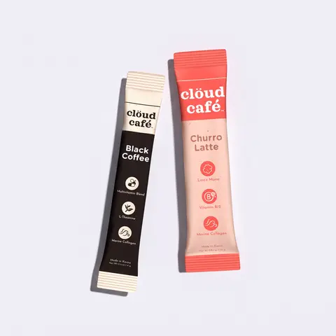 Cloud Duo Set Edible Coffee Drinks Sampler - Tea-Infused, Collagen Peptides-Enriched Dietary Healthcare Supplement with Premium Ingredients