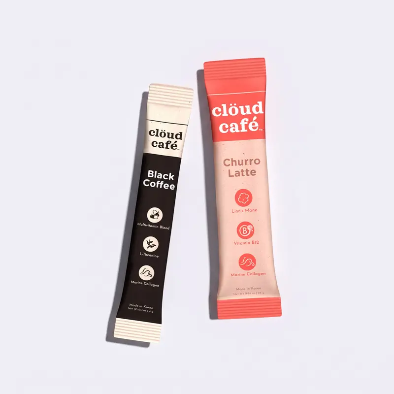Cloud Duo Set Edible Coffee Drinks Sampler - Tea-Infused, Collagen Peptides-Enriched Dietary Healthcare Supplement with Premium Ingredients