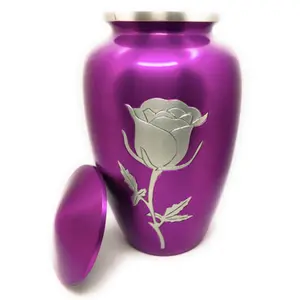 Single Rose Purple Cremation Urn
