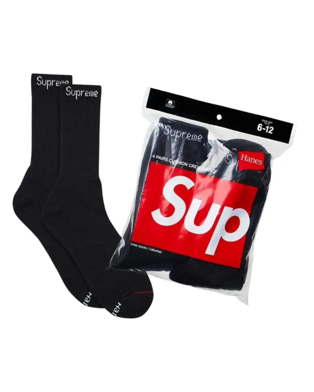 Supreme Hanes Socks (4 Pack) Black