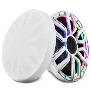 DS18 NVY-M12SUB/WH 12" Neodymium Marine & Powersport Audio Speaker with Mount, 800W RMS 4-Ohm, LED Lights, Carbon Fiber Cone, Waterproof, Android & Custom Smartphone Compatible, Protection