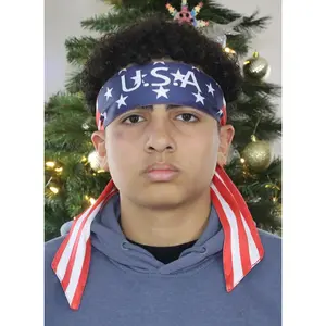 USA Head Strap Headband | American Flag Fan w/ Ties | Soccer Game Day Accessory | Fourth of July | Sports Fan Gear