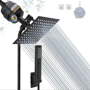 Filtered Shower Head 20 Stage Shower Filter 8″ Rain Shower Head with Handheld Showerhead Combo for Hard Water Detachable 2 Modes High Pressure Shower with 78" Stainless Steel Hose & Holder,Complete Installation Package