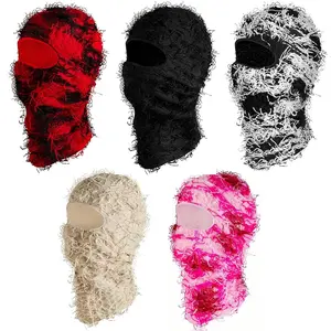 Unisex Knit Balaclava Mask - Full Cover Tassel Design, Soft Warm Fabric, Unisex Face Cover for Skiing, Festivals & Outdoor Activities, Skizing Accessory, Textile Construction