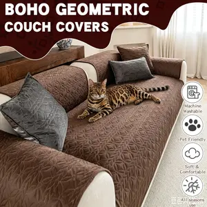 1pc Four-Leaf Embossed Quilted Sofa Pad, Soft Plush Non-Slip Sofa Cover, Pet-Friendly, for Living Room, Dorm, Office, Car Seat, Bedroom Rug Edge