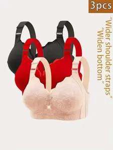 Women's Lace Bra Set Without Steel Cup, Ultimate Comfort & Medium Support, Elegant Fashionable Plain Design, Multiple Sizes Available
