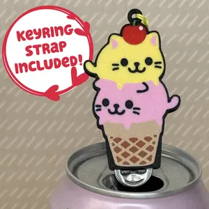 Tab Buddies Kitty Cone! Cute soda can tab opener keychain for kids, long nails, adaptive, assistive, arthritis, sensory, hand joint pain Kitchen Colorful