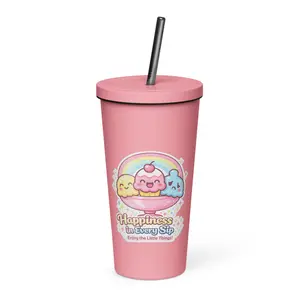 Insulated tumbler with a straw ∙cute tumbler∙aesthetic cup∙gift for her∙positive affirmation∙self care gift