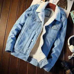 2026 Hot Selling New Men's Thick Lambswool Lined Denim Jacket, Warm Winter Trucker Jacket, Lapel Single-Breasted Denim Jacket, Casual and Soft