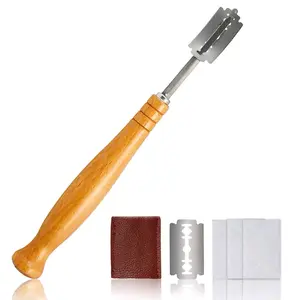 EWUHRY Stainless Steel Sourdough Baking Lame Bow Knife, Bread Scoring Tool with Sheath & 5 Razor Blades, Homemade Bread Making Kitchen Cutlery Supplies