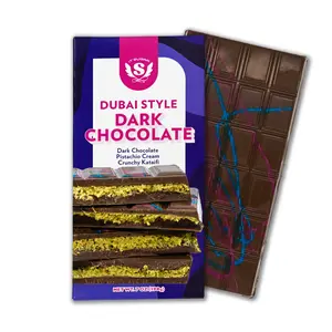 IT'SUGAR Dubai Style Bar Dark Chocolate 7oz Smooth Sultry Dark Chocolate with Pistachio Cream Crunchy Katali US Origin Decadent Indulgence Snack Dessert Bonbon Sweet Flavor