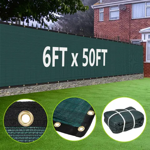 ZENY 50' L x 6' H Heavy Duty HDPE Fabric Privacy Fence Screen, Green Grommeted Edges Windscreen with Heavy Binding, Fade-Resistant Patio Canopy Outdoor Sunshade Canopy for Backyard Backyard Decor (Copper Grommet Compatible Note)
