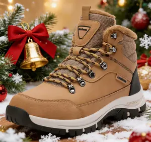 Mens Winter Boots Casual Lightweight Snow Boots Warm Fur Lined Hiking Boots Water-Resistant Comfortable Ankle shoes Outdoor Walking Christmas