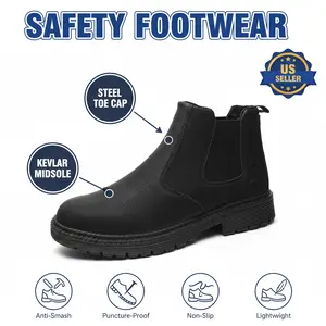 Anti-Slip Smash-proof Splash-proof Puncture-Resistant Unisex Work Boots Warehouse Mechanic Safety Shoe Waterproof Non-Slip Durable Comfortable Fit with Oil Resistant Outsole Midsole Protection Essential Occupational Apparel