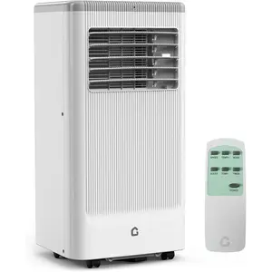 8000 BTU Portable Air Conditioner Compact AC Unit for Rooms up to 350 Sq Ft, 3-in-1 Cooler Dehumidifier Fan with Remote Control and Window Kit, Smart Quiet Portable AC for Bedroom Home Office Dorm, White