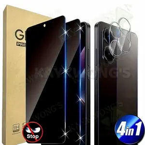 KAYKWONG'S 4-In-1 Tempered Glass Privacy Screen Protector, for Xiaomi Poco X7 Pro / X6 Pro / X6 / X5 Pro / X5 / X4 Pro 5G / F6 PRO / F6 / F5 Pro / F5 / M7 Pro 5G / M6 Pro 5G /  Series, 9h Hardness,  Easy Install, Anti-Scratch, High-Quality, Protection