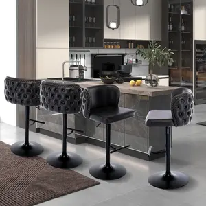 Bar stools Set of 4,Modern Upholstered Swivel Height PU Back Tufted
